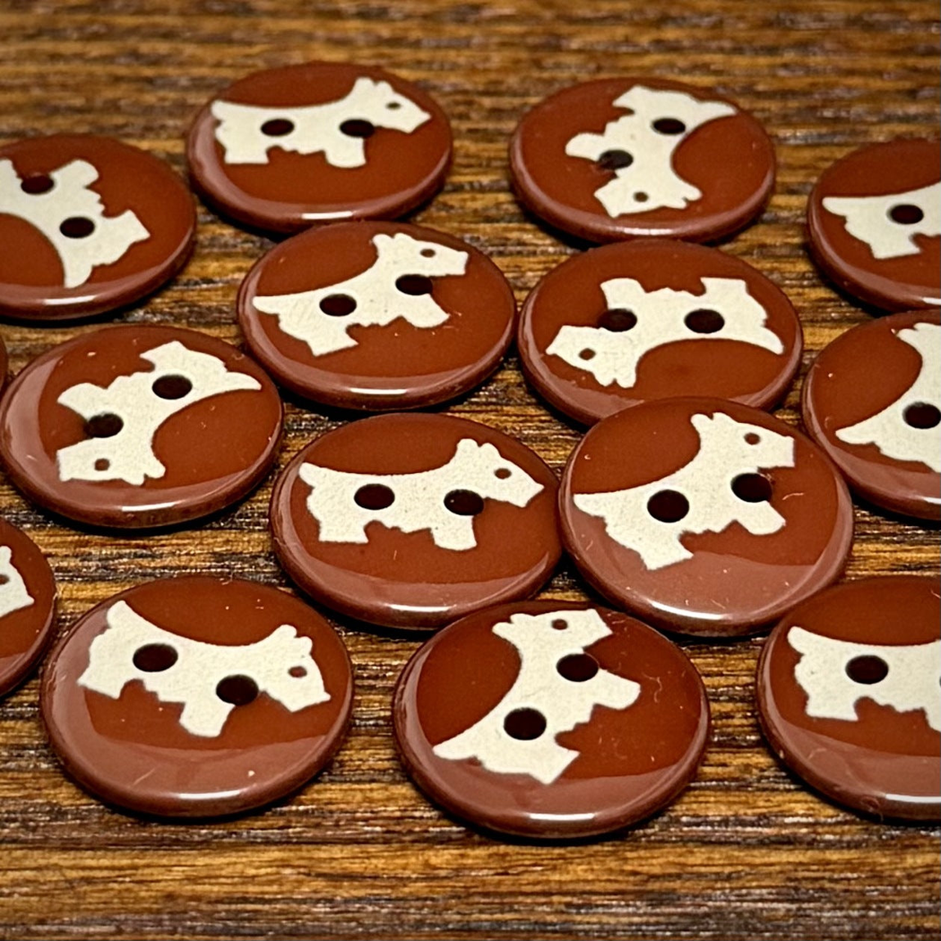 Bunli - DIY 10 Pack Brown Dog Motif Button