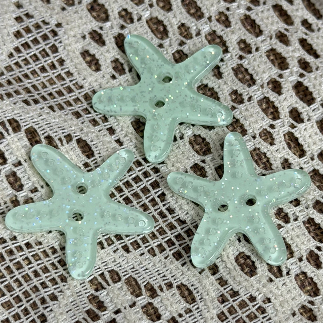 Bunli - DIY 10 Pack Mint Glitter Ocean Button