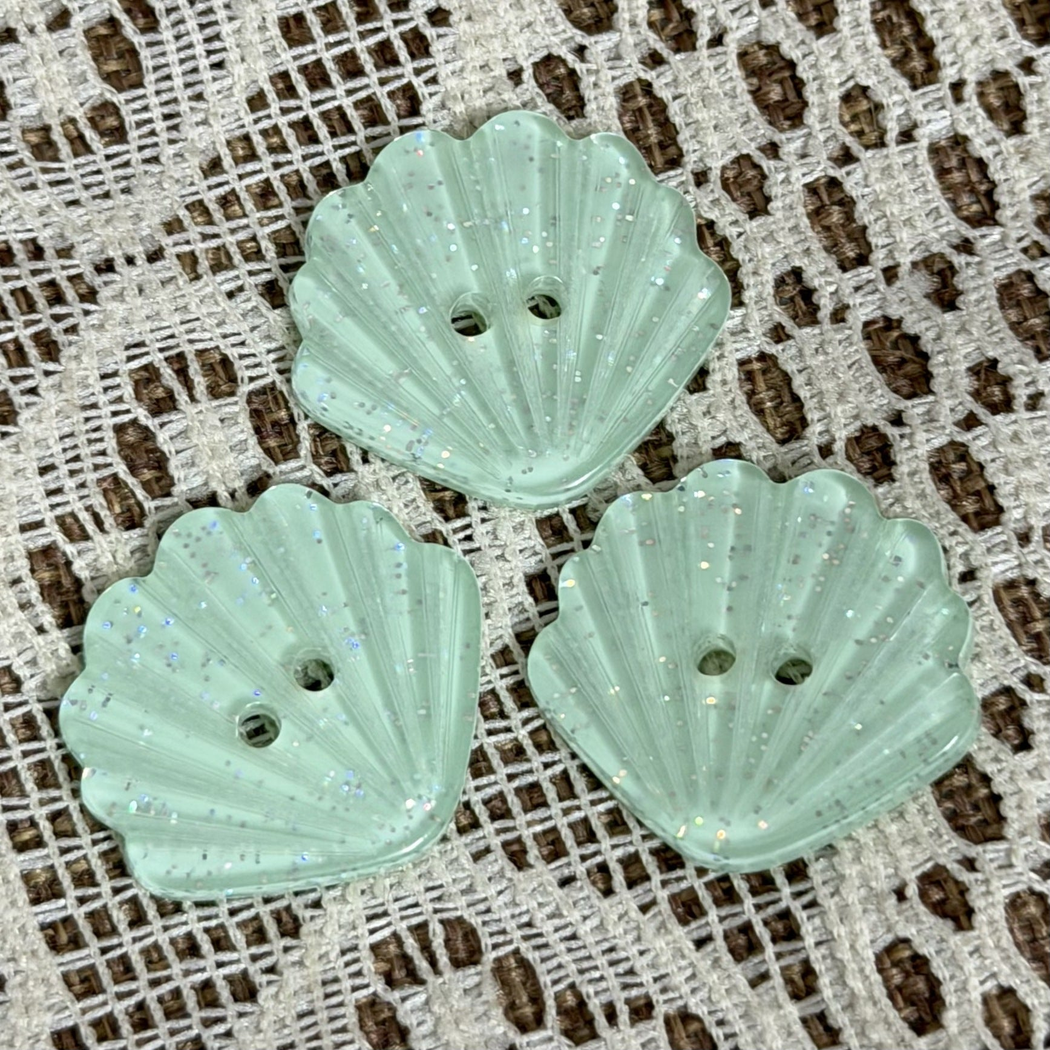 Bunli - DIY 10 Pack Mint Glitter Ocean Button