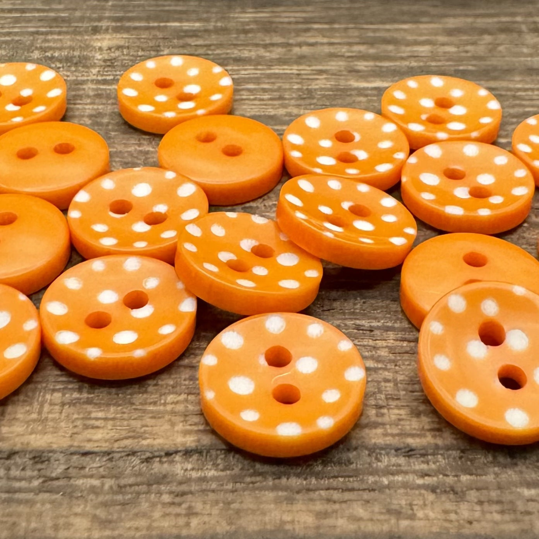 Bunli - DIY 10 Pack Orange Polka Dot Button