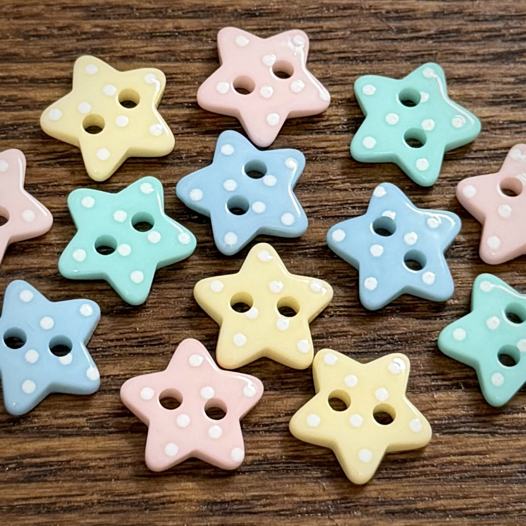 Bunli - DIY 10 Pack Pastel Polka Star Button