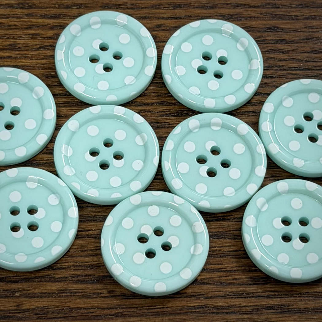 Bunli - DIY 10 Pack Mint Polka Dot Button