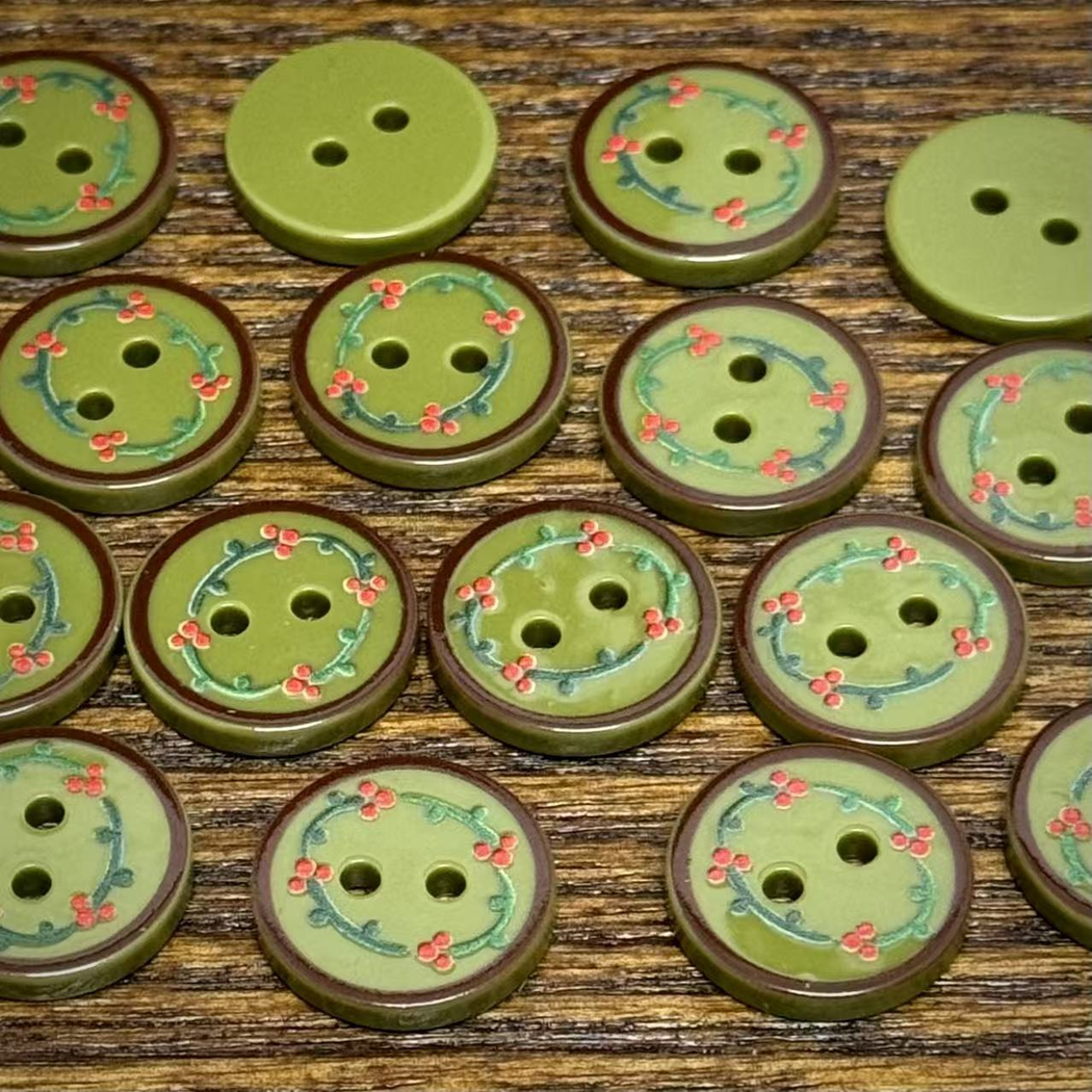 Bunli - DIY 10 Pack Olive Wreath Two Hole Button