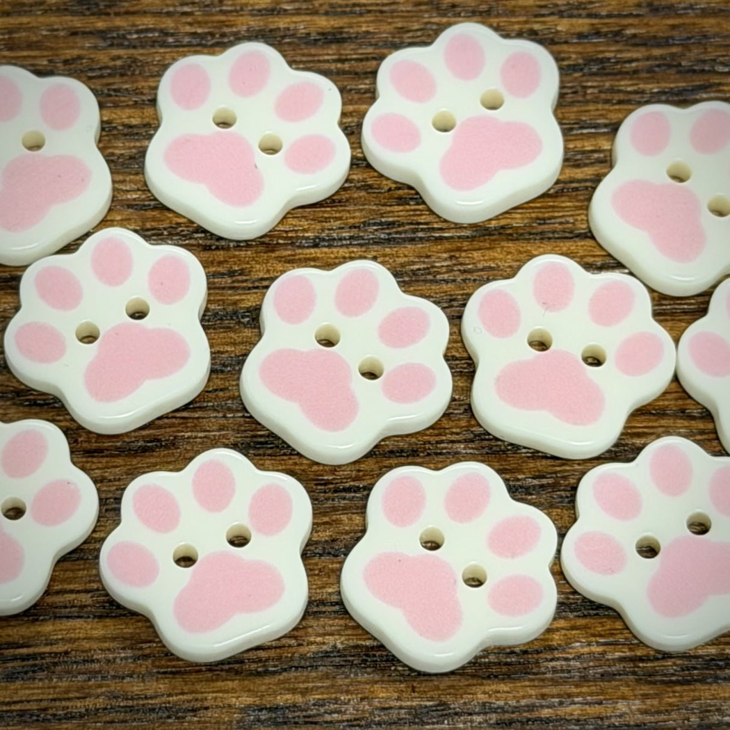 Bunli - DIY 10 Pack Paw Print Two Hole Button