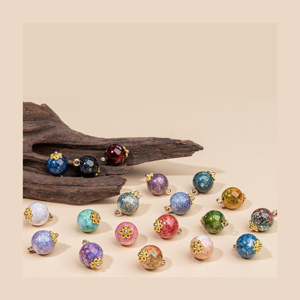 Bunli - DIY 10 Pack Marbled Orb Floral Button