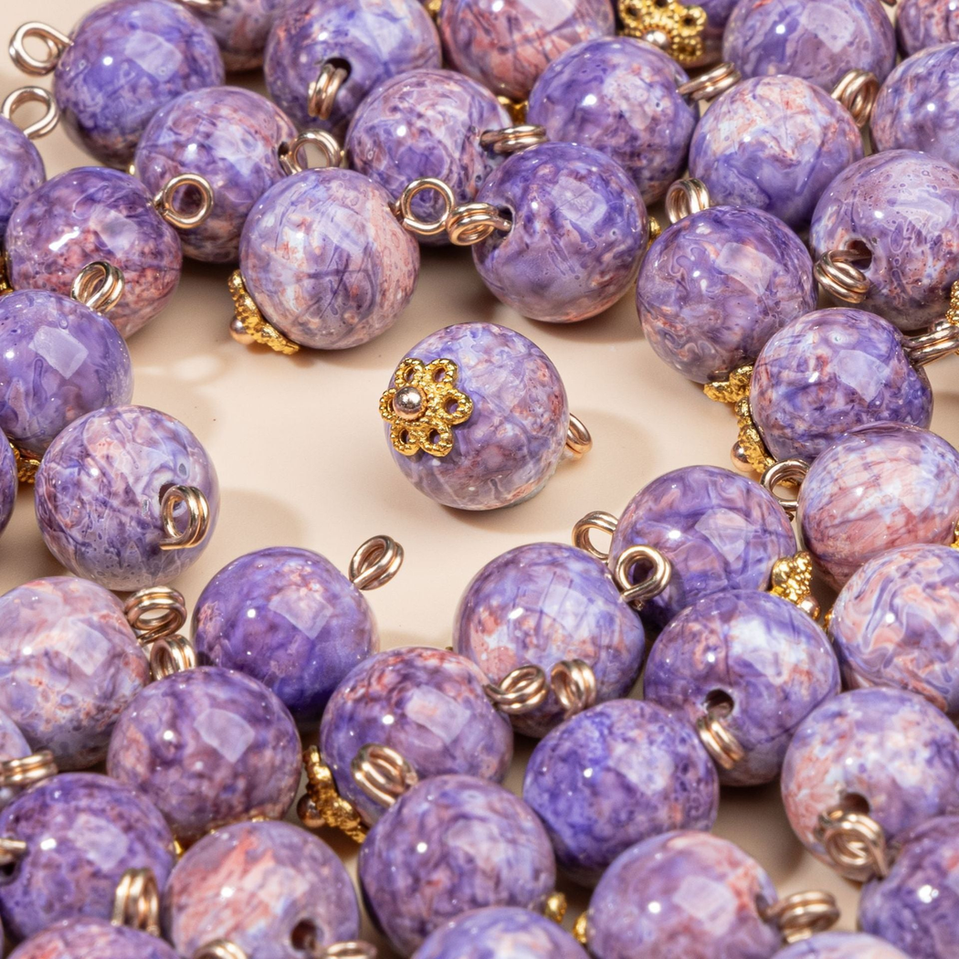 Bunli - DIY 10 Pack Marbled Orb Floral Button