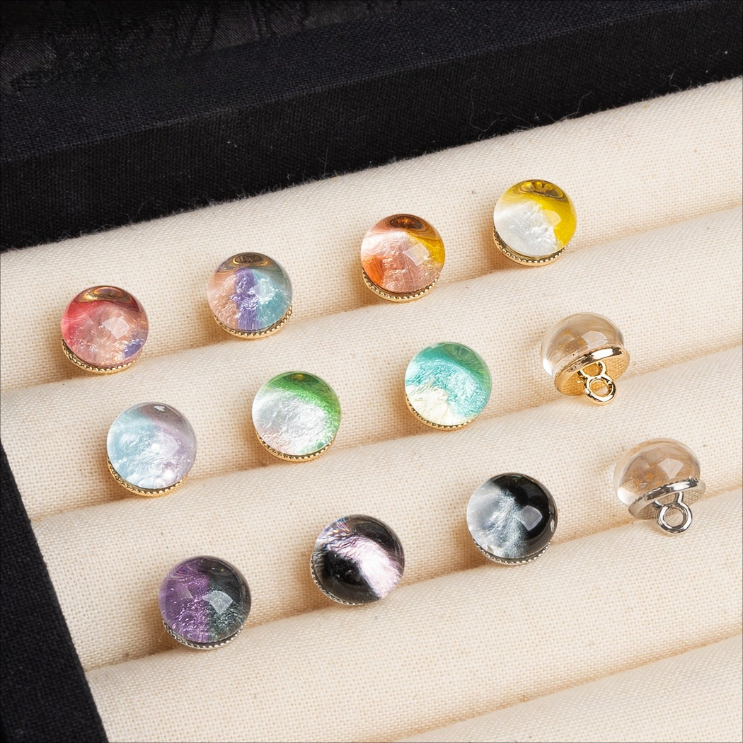 Bunli - DIY 10 Pack Foil Swirl Dome Button