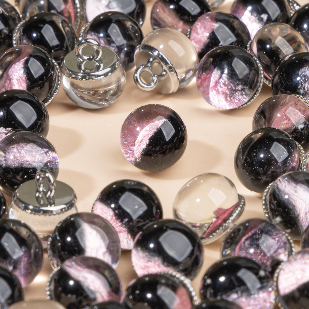 Bunli - DIY 10 Pack Foil Swirl Dome Button