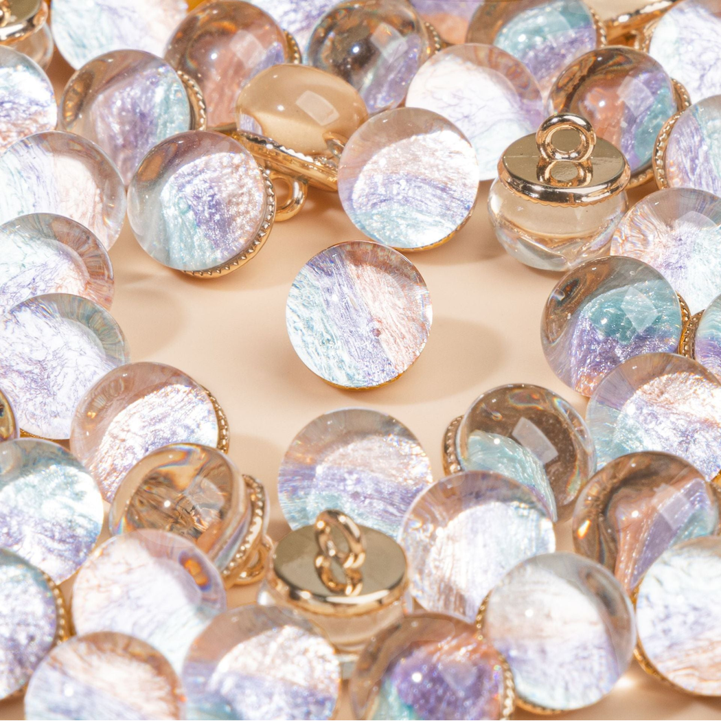 Bunli - DIY 10 Pack Foil Swirl Dome Button