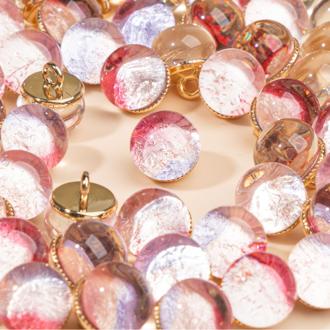 Bunli - DIY 10 Pack Foil Swirl Dome Button