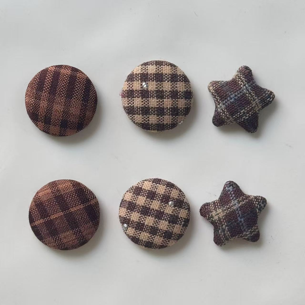 Bunli - DIY 10 Pack Plaid Mixed Shape Button
