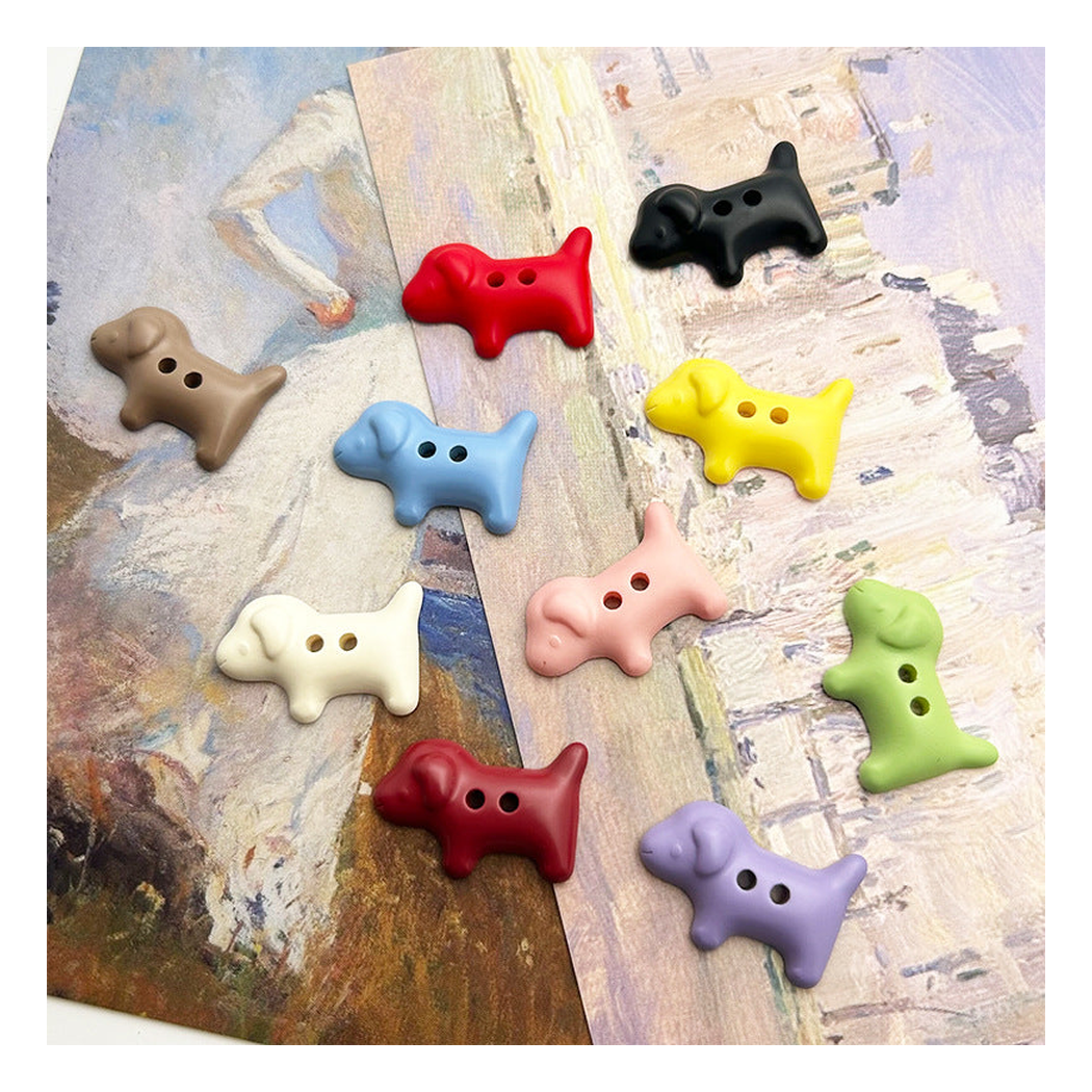 Bunli - DIY 10 Pack Dog Shape Two Hole Button