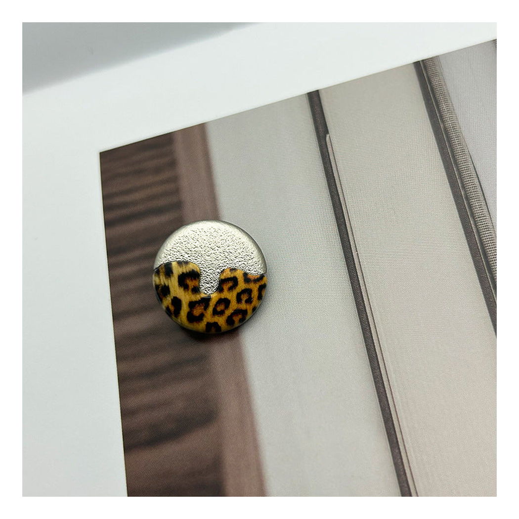 Bunli - DIY 10 Pack Silver Leopard Print Button