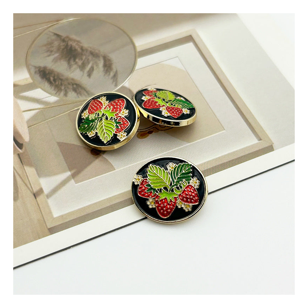 Bunli - DIY 10 Pack Round Strawberry Cluster Button
