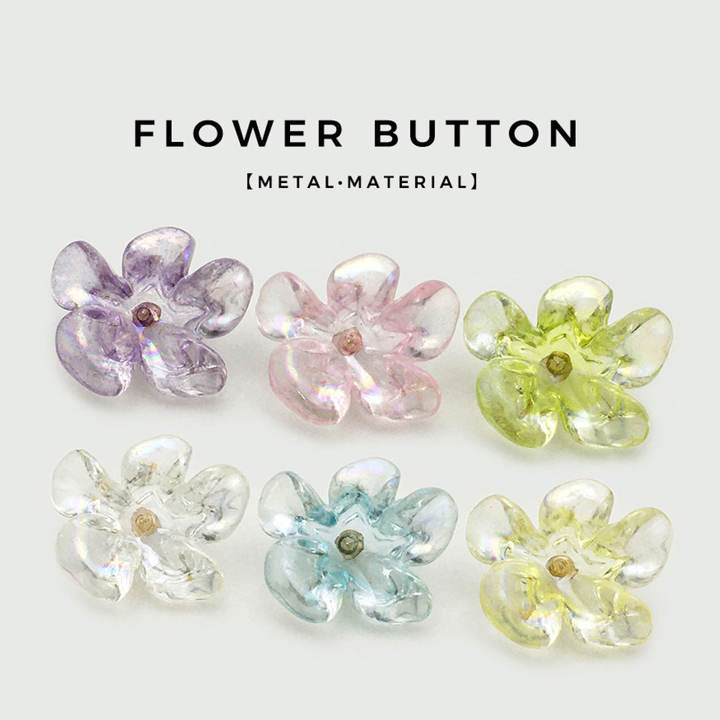 Bunli - DIY 10 Pack Iridescent Rounded Petal Button