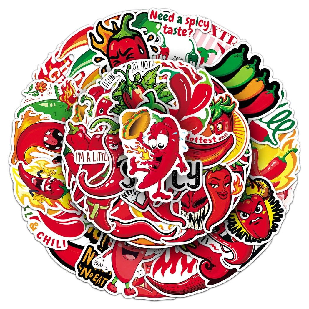 Lunira - Cartoon Chili Pepper 50-Sticker Pack