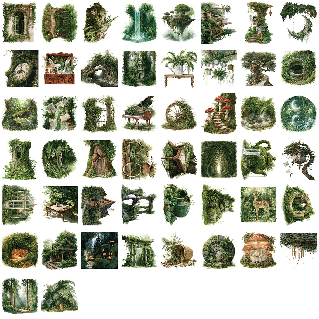 Lunira - Green Forest Motif 50-Sticker Pack