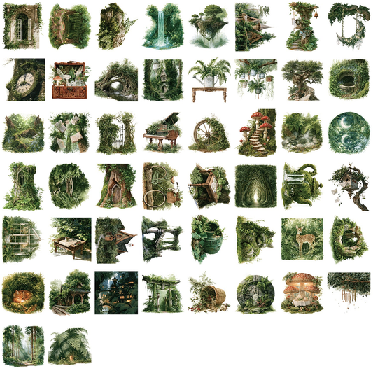 Lunira - Green Forest Motif 50-Sticker Pack