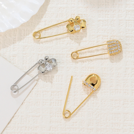 Elvane - Safety-Pin-Shaped Clear Accent Pendant Only