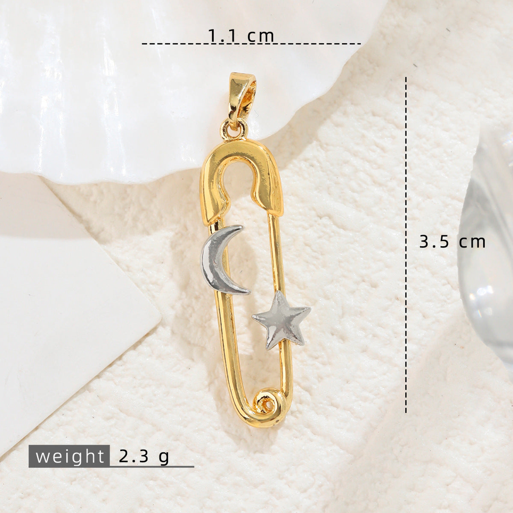 Elvane - Safety-Pin-Shaped Clear Accent Pendant Only