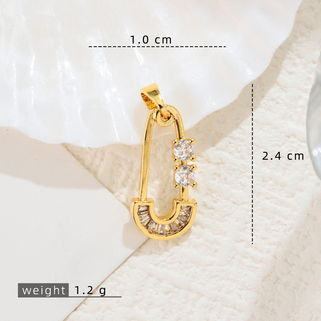 Elvane - Safety-Pin-Shaped Clear Accent Pendant Only