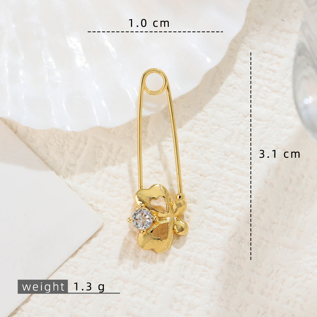 Elvane - Safety-Pin-Shaped Clear Accent Pendant Only