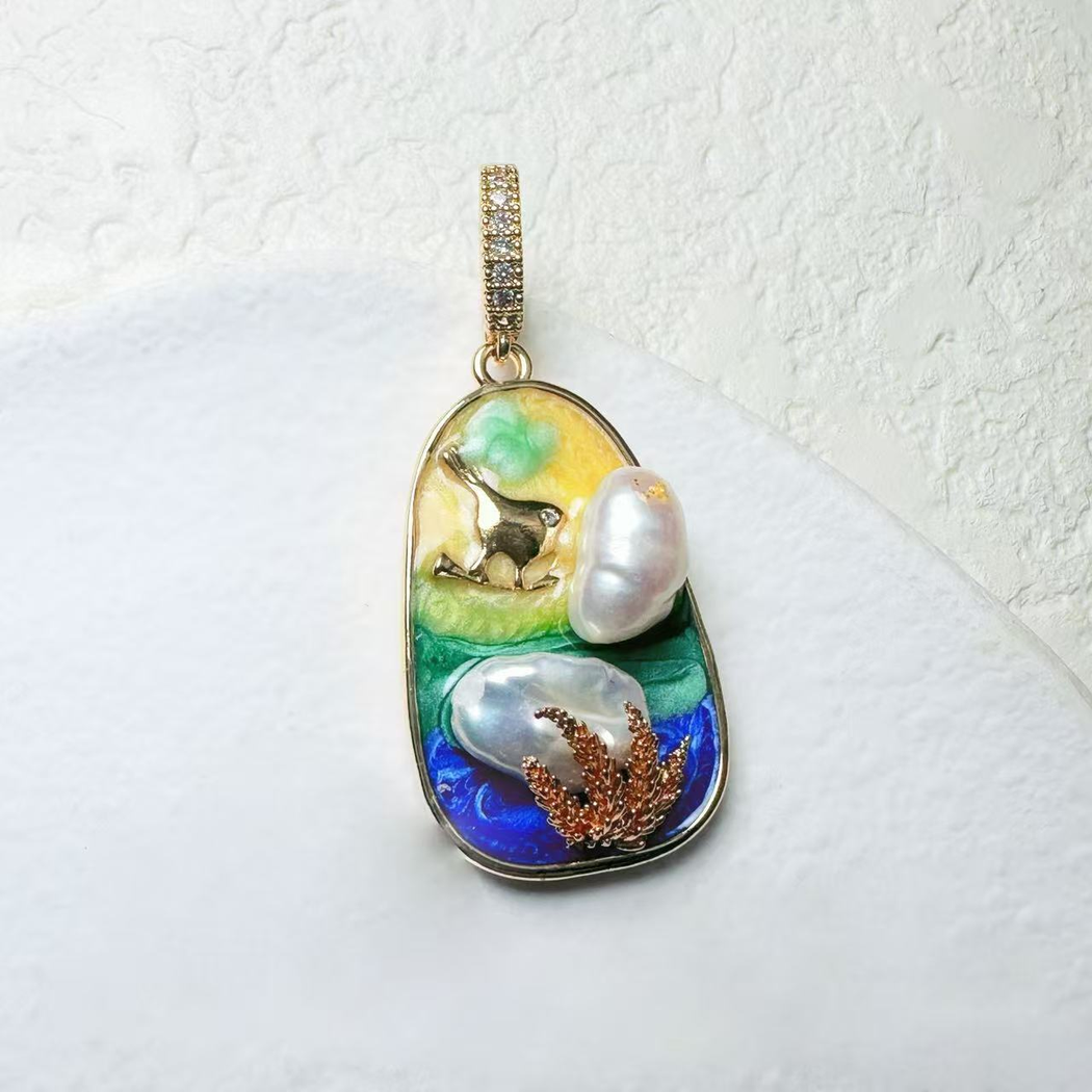 Elvane - Multicolor Painterly Pendant Only