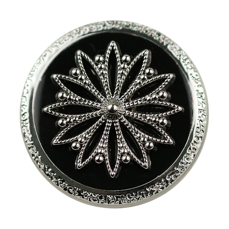 Cool-colored floral button close-up