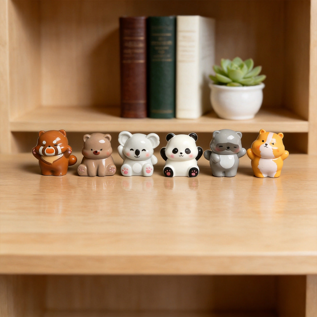 objella colorful six animal charm figurine complete product display