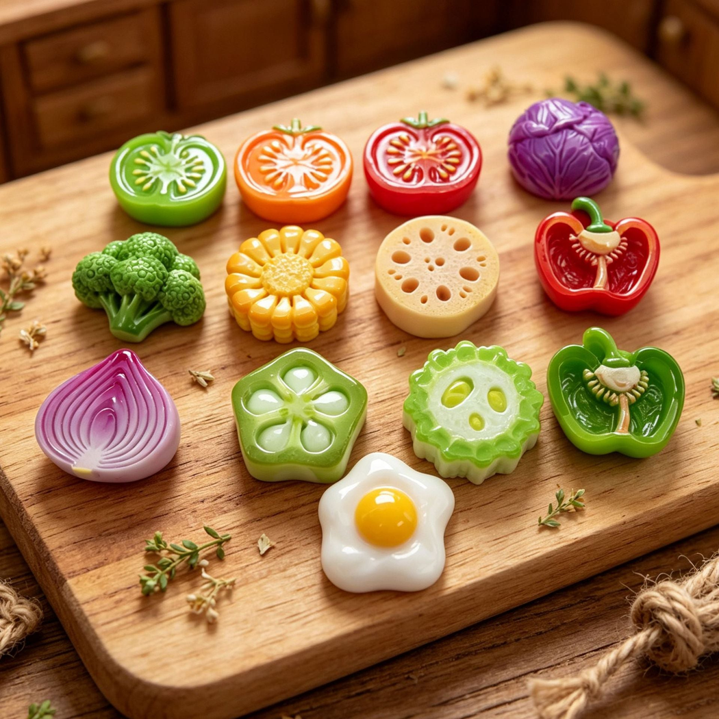 chivy mini vegetable egg slice embellishment complete product display
