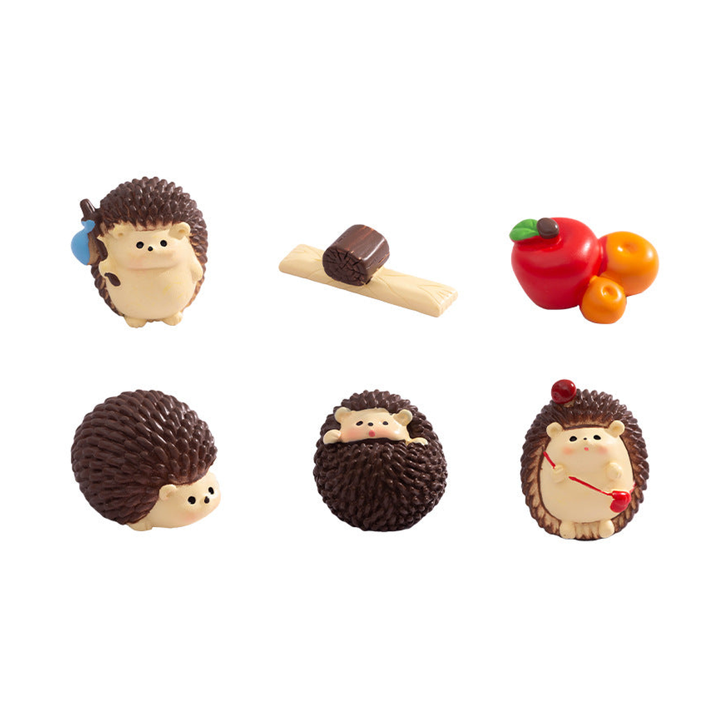 objella colorful seven style hedgehog figurine complete product display