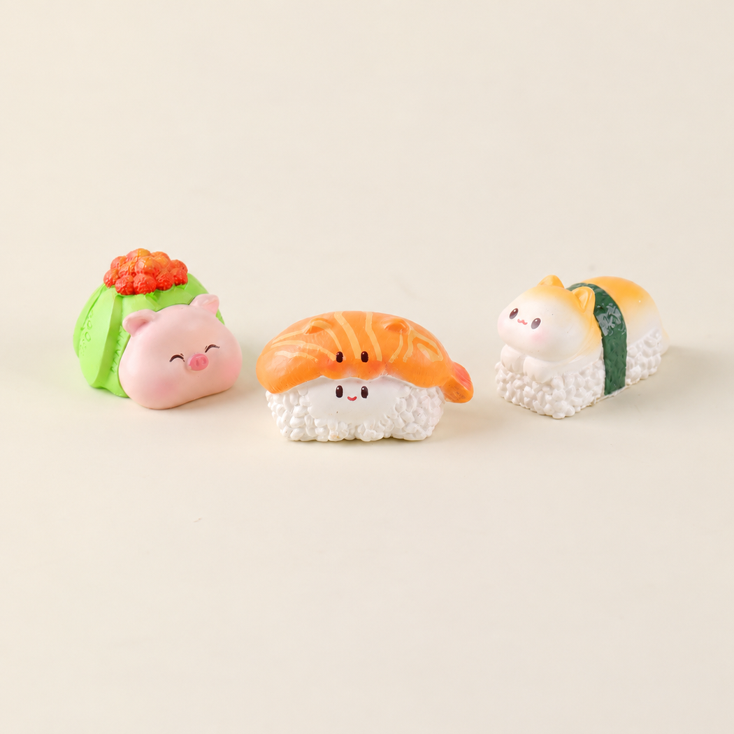objella sushi eight animal figurine complete product display