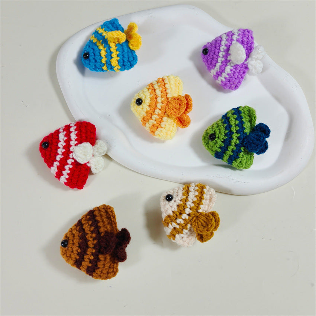 objella - crocheted colorful fish hanging ornament staged product scene