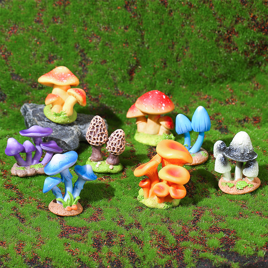 objella - moss garden eight-mushroom figurine staged product scene