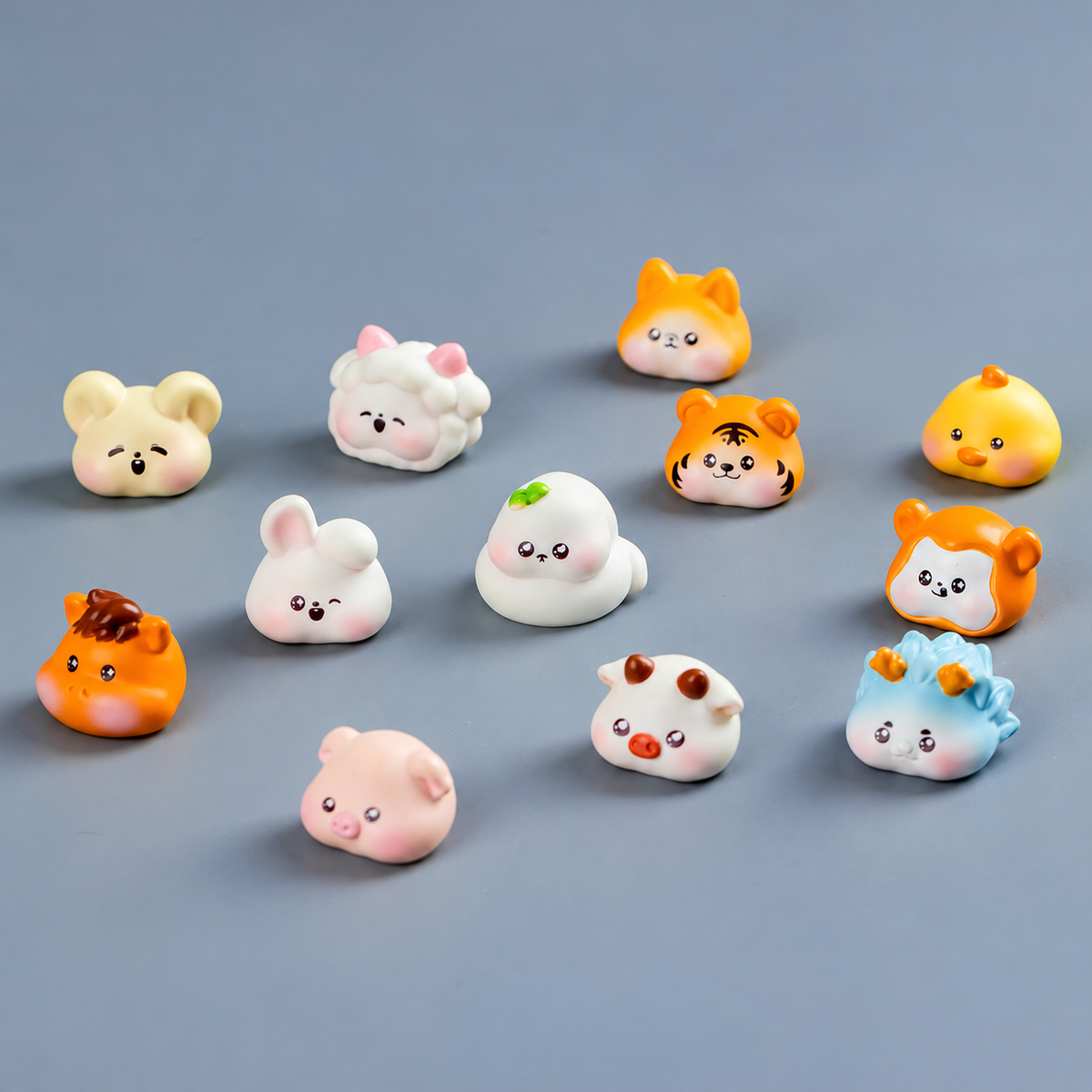Objella Colorful Zodiac Animal Figurine complete group scene