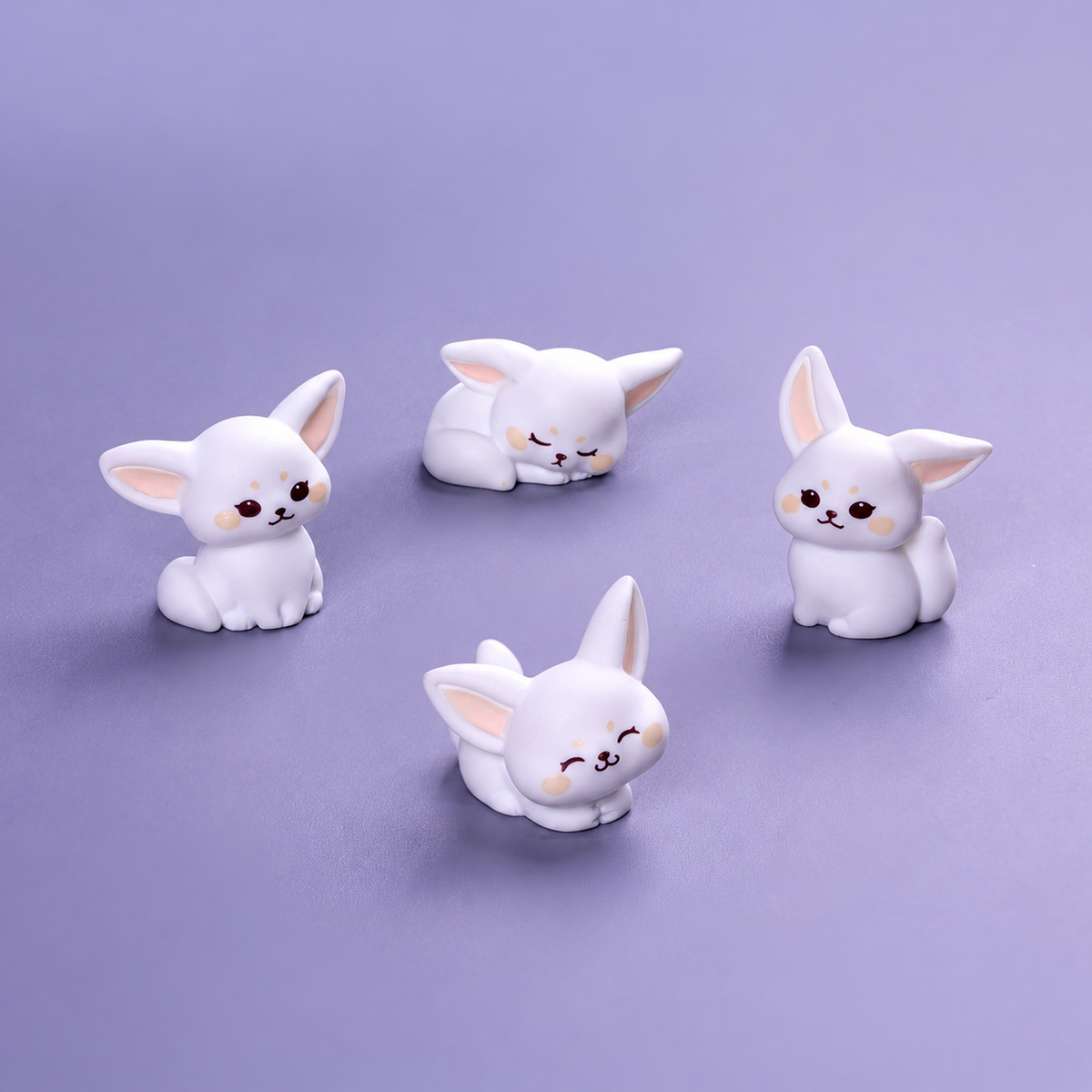 Objella Tiny Orange Four-Pose Fox Figurine complete group scene