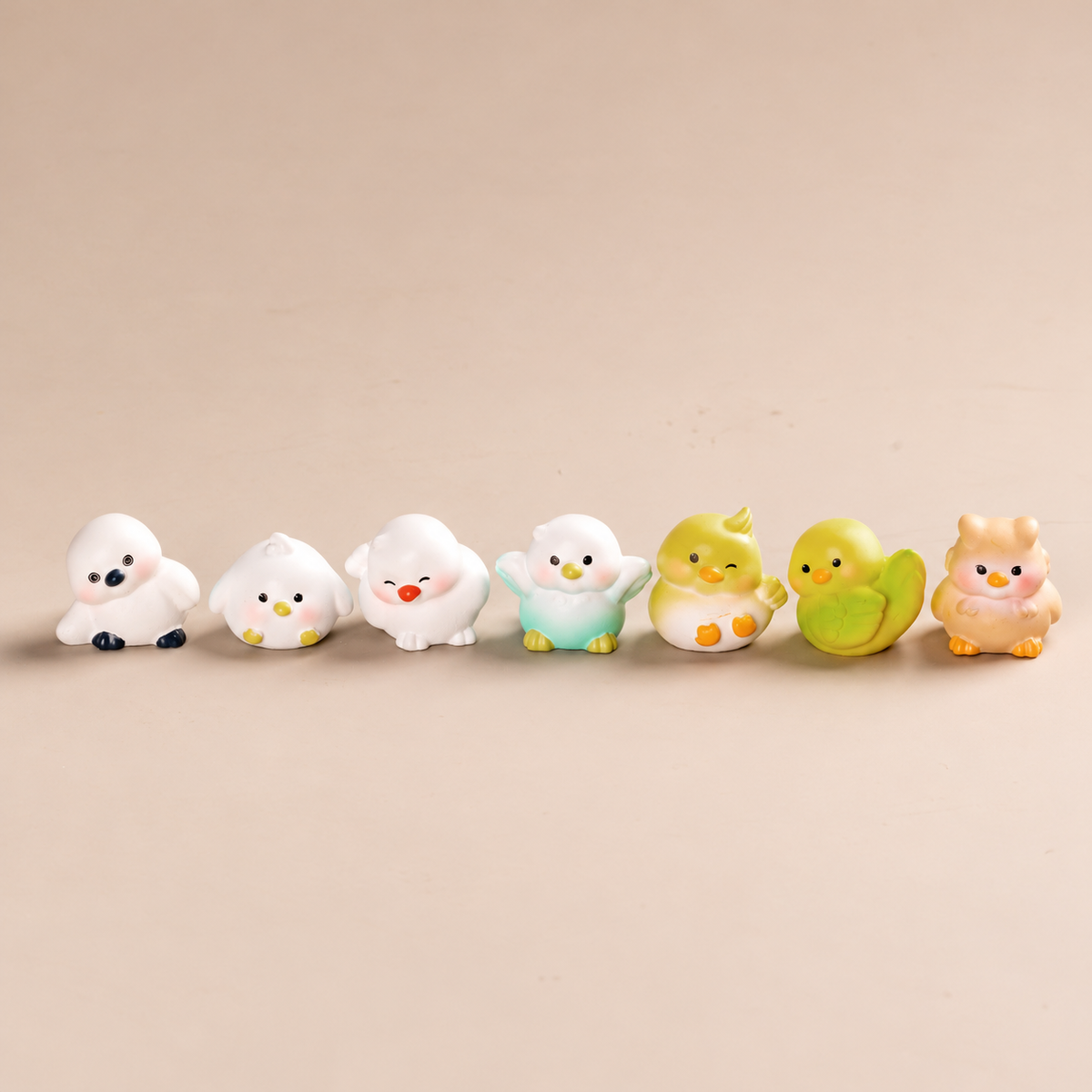 Objella Colorful Seven-Bird Figurine complete group scene