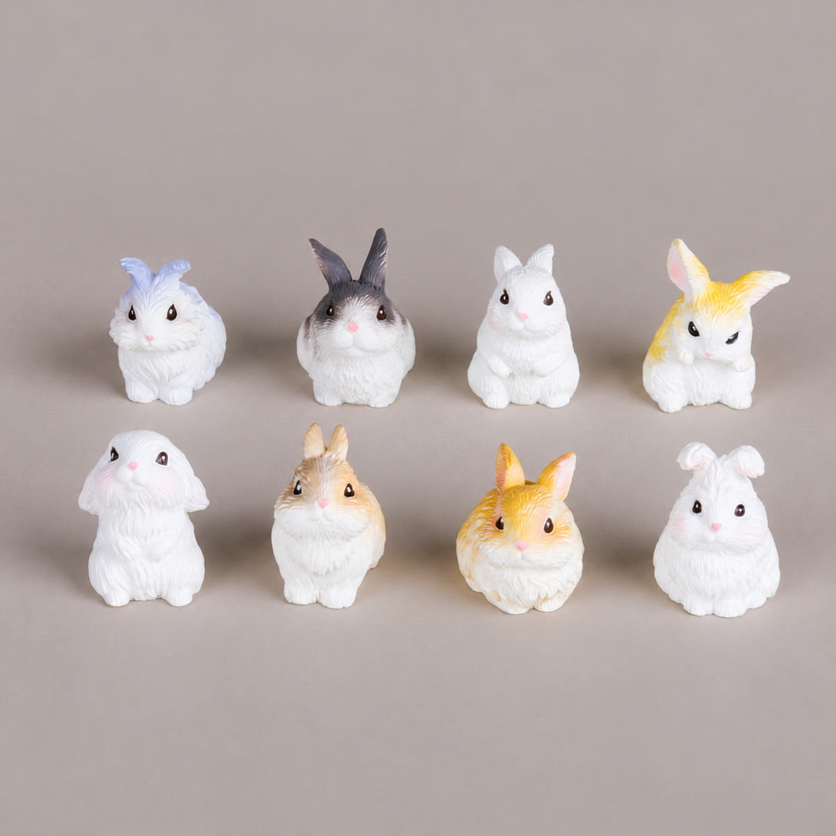 Objella Realistic Eight-Rabbit Figurine complete group scene