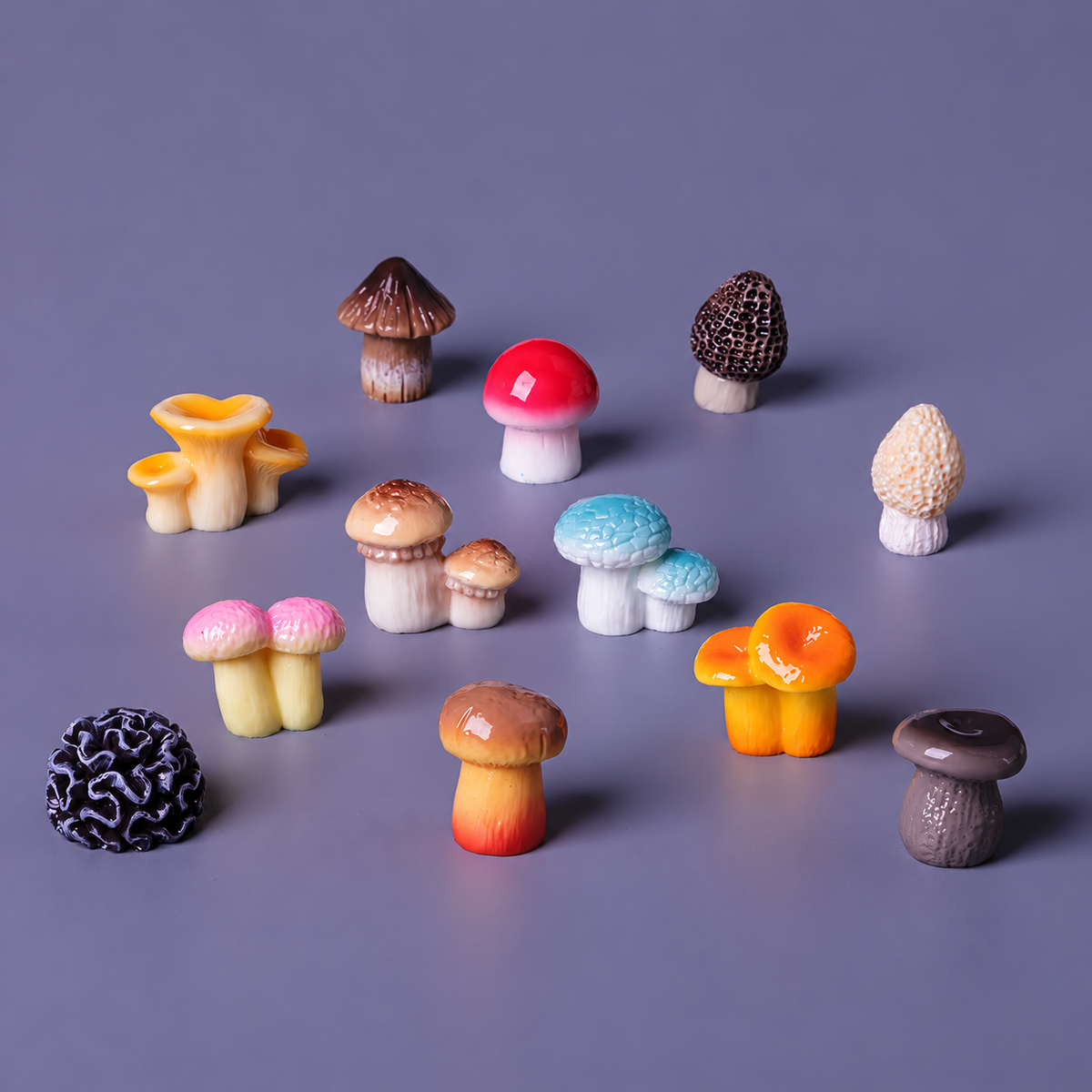 Objella Edible-Mushroom Twelve-Style Figurine complete group scene