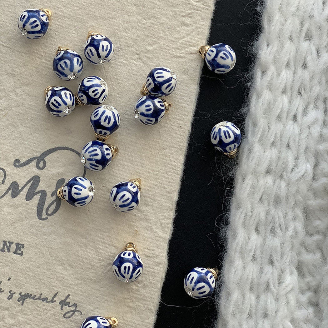 Bunli - DIY 10 Pack Retro Ceramic Round Button
