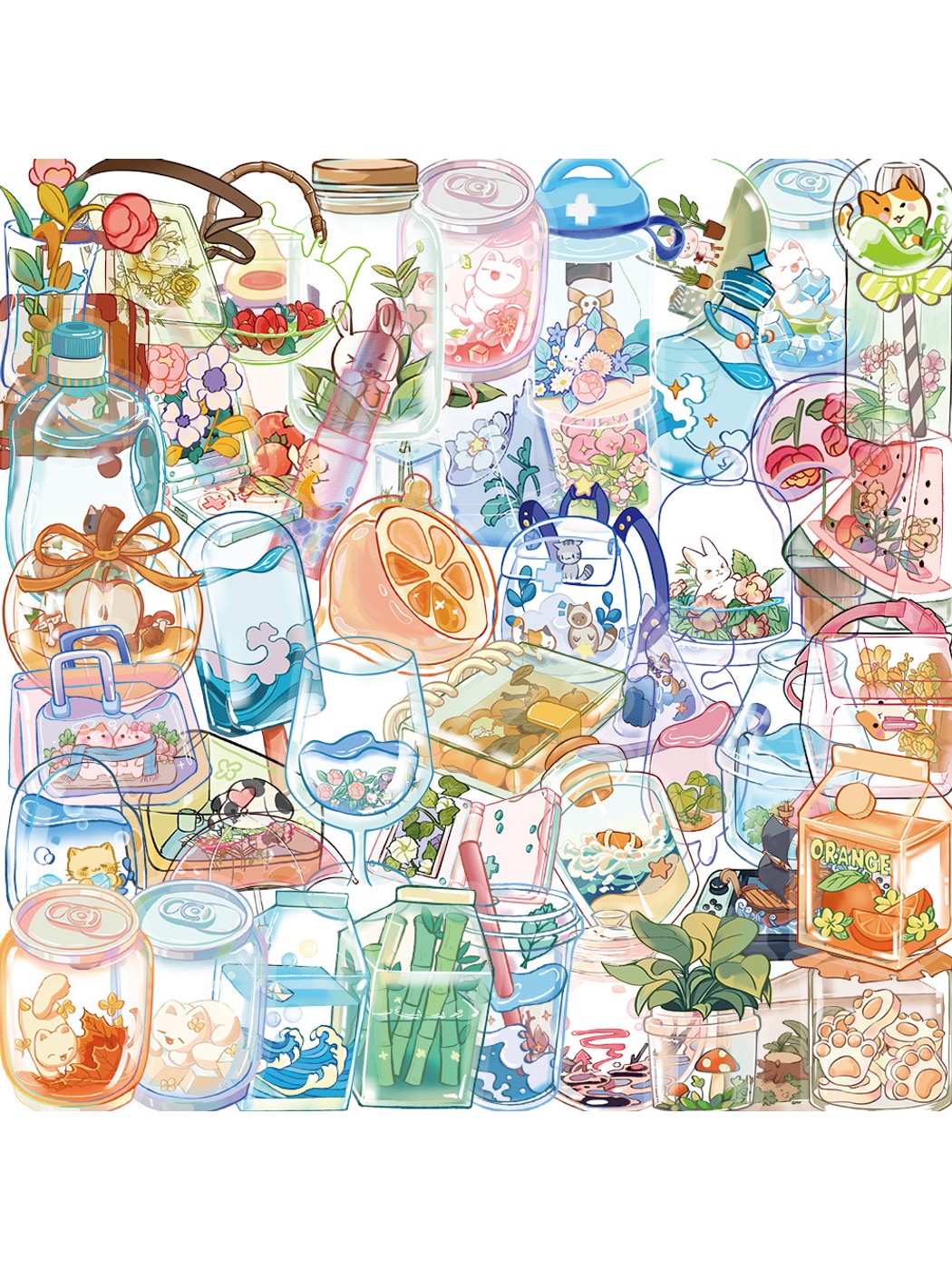 Lunira - Transparent Illustrated Object Design Stickers pack Oria & Co
