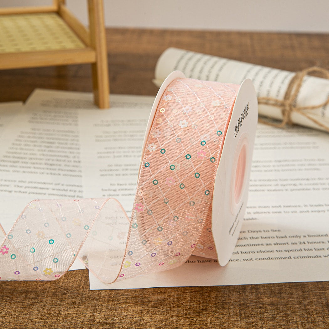 Rivora - DIY Sheer Sequin Grid Tulle Trim Ribbon