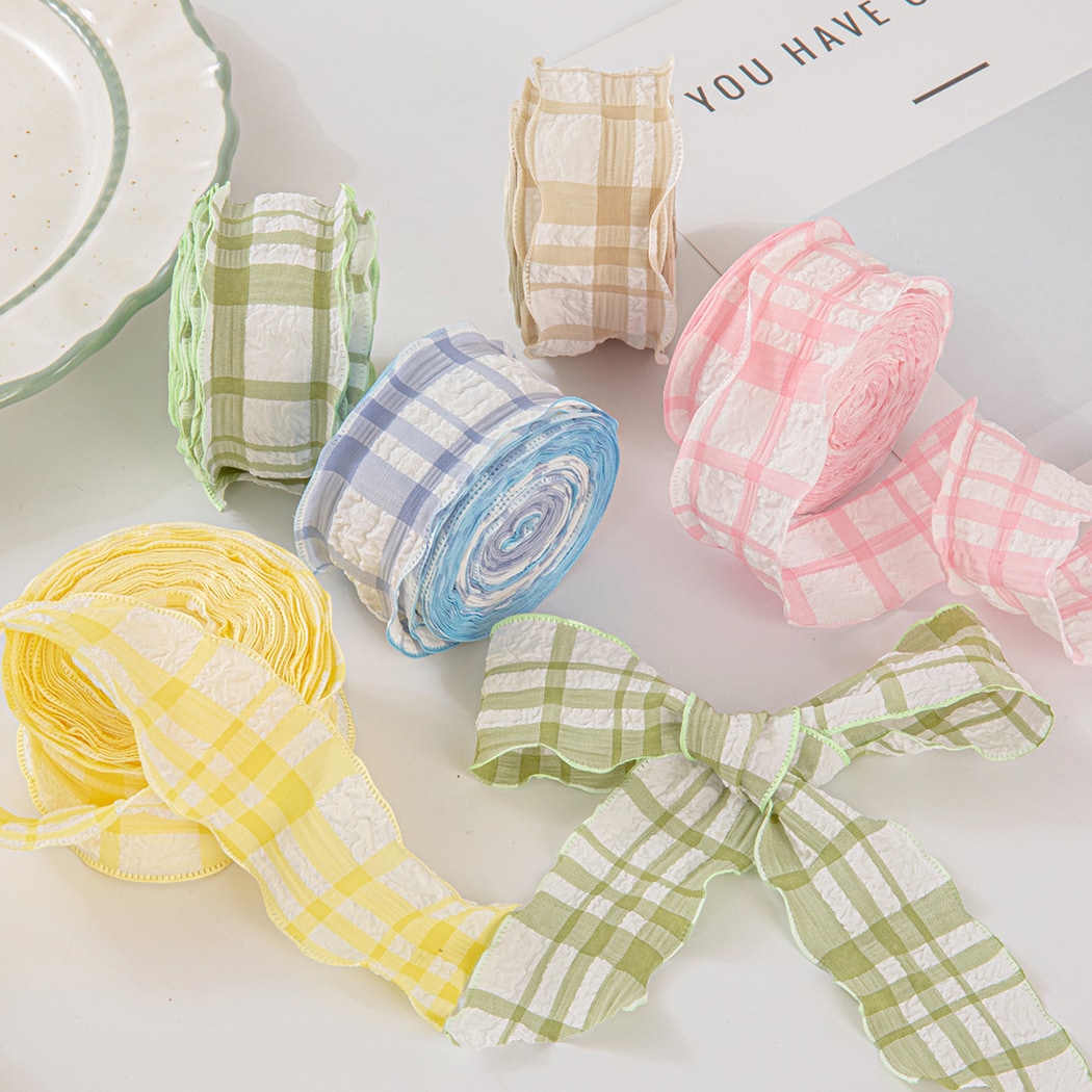 Rivora - DIY Ruffled Check Pleated Polyester Ribbon
