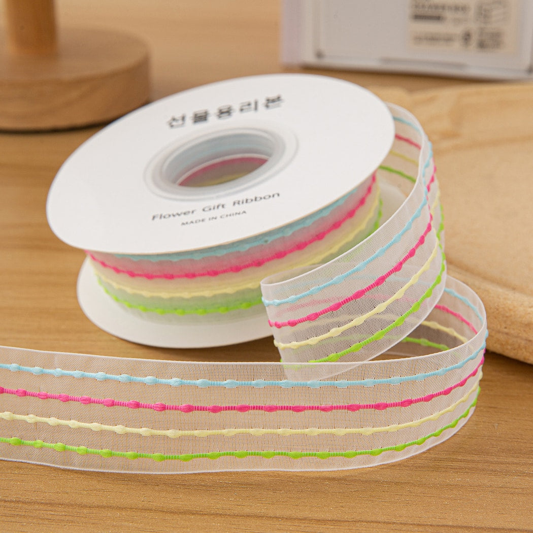 Rivora - DIY Bubble Stripe Sheer Decorative Ribbon