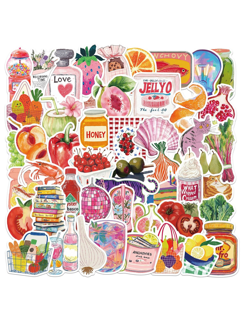 Lunira - Retro Fruit Drink Printed Cartoon Stickers pack