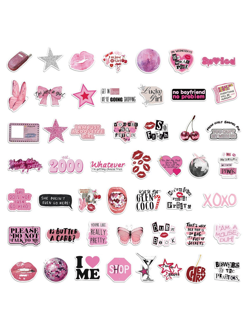 Pink graffiti sticker pack with varied street art designs and textures