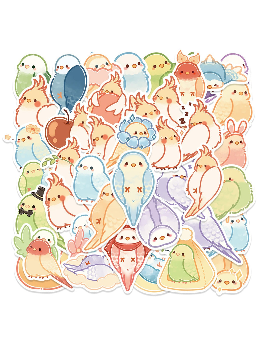 Lunira - 40 Piece Cartoon Parrot Adhesive Stickers pack Oria & Co