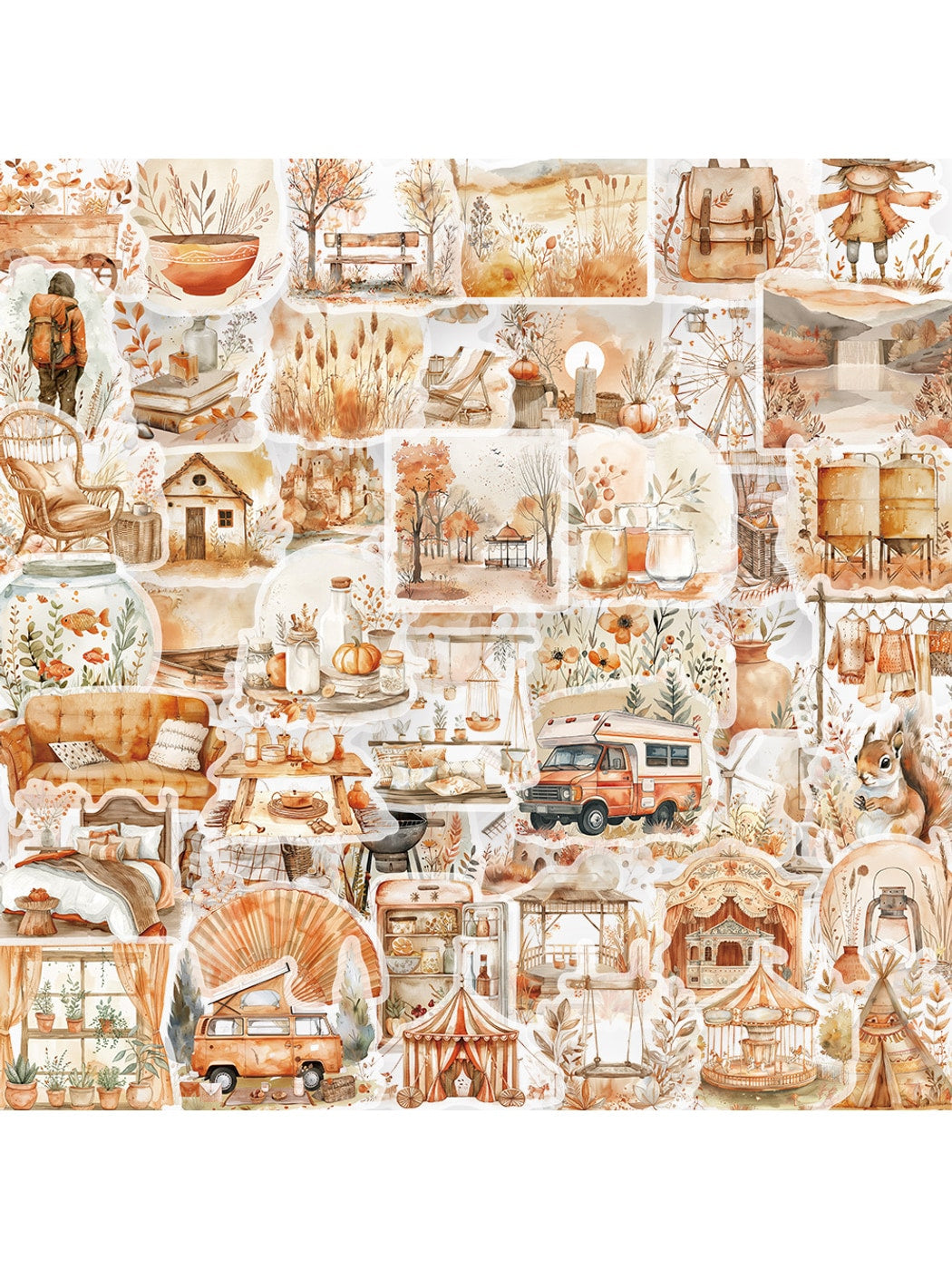 Lunira - Cartoon Style Watercolor Decorative Stickers pack Oria & Co
