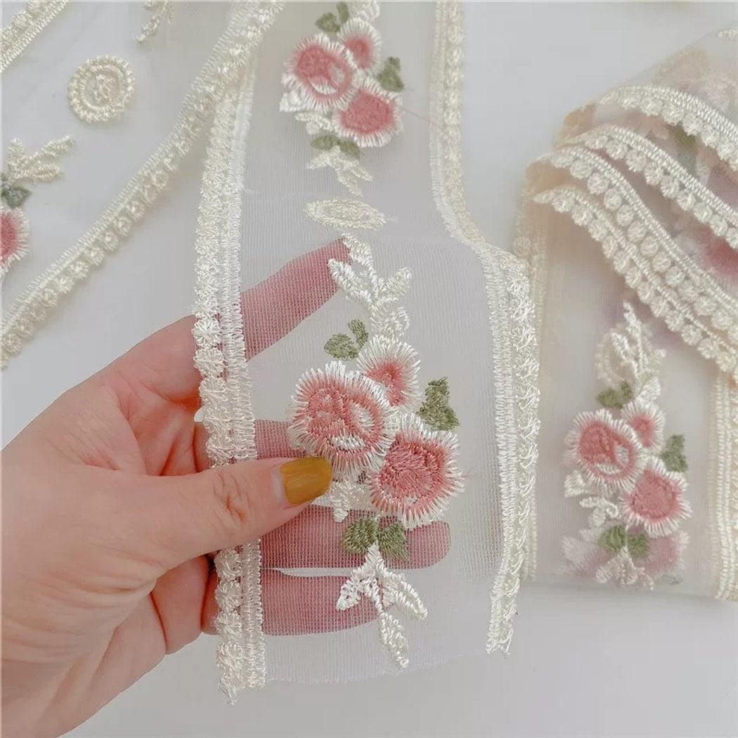 Rivora - DIY Rose Embroidery Lace Decorative Ribbon