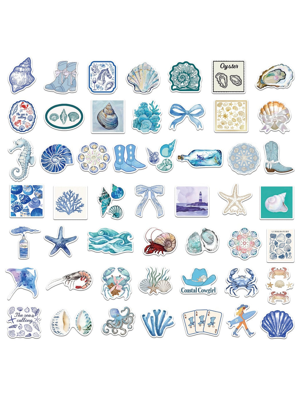 Lunira - 50 Piece Coastal Girl Decorative Stickers pack Oria & Co